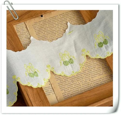 Weißes Baumwollspitzenband, handgefertigter Bastelstoff zum Selbermachen, hohles, mit Blumen besticktes Spitzenband, Heimtextilien-Dekoration, 2 Yards - Stil B Gelbgrün-2 Yards von ZFISH