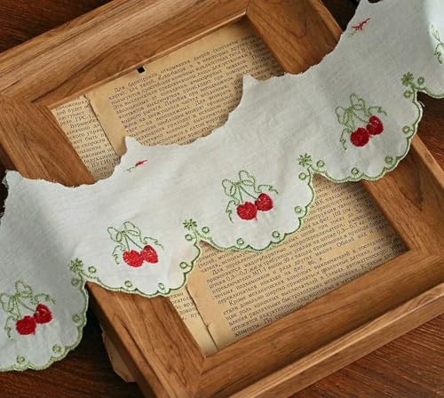 Weißes Baumwollspitzenband, handgefertigter Bastelstoff zum Selbermachen, hohles, mit Blumen besticktes Spitzenband, Heimtextilien-Dekoration, 2 Yards - Stil B Grün Rot - 2 Yards von ZFISH