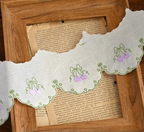 Weißes Baumwollspitzenband, handgefertigter Bastelstoff zum Selbermachen, hohles, mit Blumen besticktes Spitzenband, Heimtextilien-Dekoration, 2 Yards - Stil B Grün-Violett-2 Yards von ZFISH