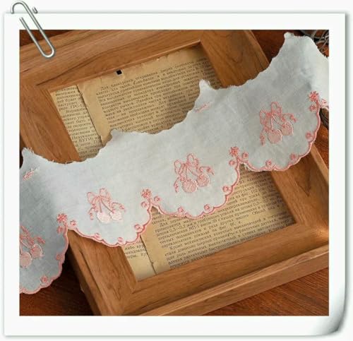 Weißes Baumwollspitzenband, handgefertigter Bastelstoff zum Selbermachen, hohles, mit Blumen besticktes Spitzenband, Heimtextilien-Dekoration, 2 Yards-Stil B Pink-2 Yards von ZFISH