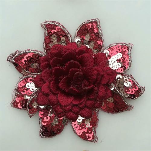 Wunderschöne Spitzen-Blumen-Applikation, bestickte Spitzen-Flicken für handgefertigte Kleidungsaccessoires, Dekoration, Nähen, DIY, 8 cm, N061-N061, weinrot, 6 Stück Wunderschöne Spitzen-Blumen-Applikation, bestickte Spitzen-Flicken für handgefertigte Kleidungsaccessoires, Dekoration, Nähen, DIY, 8 cm, N061-N061, weinrot, 6 Stück von ZFISH