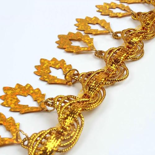 Yard Gold-Silber-Anhänger-Spitzenbandbesatz für Bühnenauftritte, Partys, Cosplay, Hochzeitskleidung, DIY-Nähzubehör, 28 Breite 45 mm, 1 Yard von ZFISH