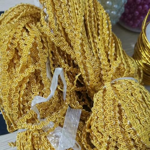 Yards, 5 mm breit, gold-silberne Linie, Wellen-Spitzenband, Bühnenauftritt, Kleid, Kostüm, handgefertigte Besätze, Hochzeits- und Partyzubehör, Golden, 5 Yards von ZFISH