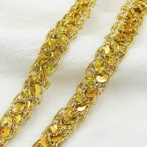 Yards/Lot Goldrote Pailletten-Spitzenbesatzstoff-Glitzerband für Kleidungsstücke, Hüte, Nähdekoration, DIY, handgefertigtes Bastelzubehör-Gold-5yard-5码 Yards/Lot Goldrote Pailletten-Spitzenbesatzstoff-Glitzerband für Kleidungsstücke, Hüte, Nähdekoration, DIY, handgefertigtes Bastelzubehör-Gold-5yard-5码 von ZFISH