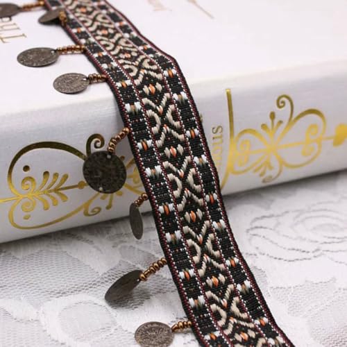 Yards/Lot Retro Quaste Fransen Spitzenband Trim Stickerei Stoff Nähen Vorhang Kleidung Tasche Spitze Materialien Zubehör-2. SG-011-1 Yards von ZFISH