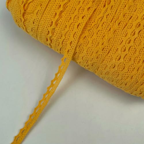 Yards (4,5 Meter), 10 mm breit, handgefertigt, bestickte Welle, 100% Baumwolle, Spitzenbesatzband, für Hochzeiten/Geburtstage/Weihnachten/Schleifendekorationen, Gelb, 1–1,4 von ZFISH