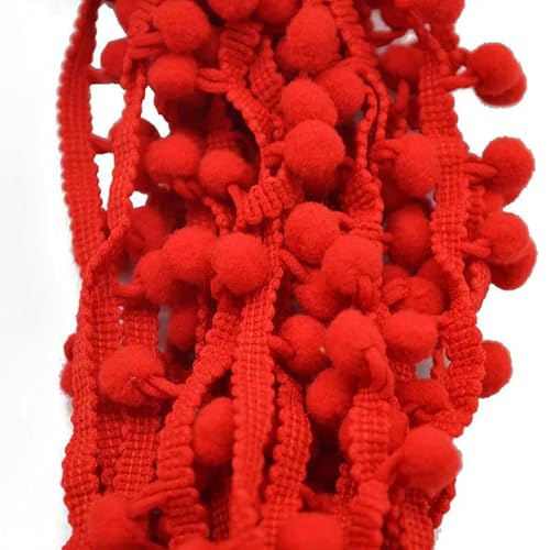 Yards 10 mm Spitzenstoff, Nähzubehör, Pompom-Besatz, Pom-Pom-Dekoration, Quaste, Kugel, Fransenband, DIY-Material, Bastelbekleidung, PT15 rot, 5 Yards Yards 10 mm Spitzenstoff, Nähzubehör, Pompom-Besatz, Pom-Pom-Dekoration, Quaste, Kugel, Fransenband, DIY-Material, Bastelbekleidung, PT15 rot, 5 Yards von ZFISH