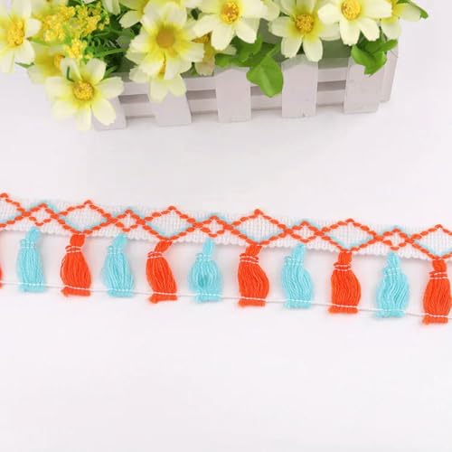 Yards Farbe 5 cm Quaste Spitzenband DIY Kleidung Vorhänge Zubehör Handarbeit Nähen Farbdekoration Quaste Spitze-Orange Blau von ZFISH