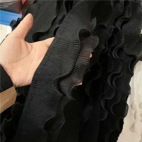 cm breiter, moderner, plissierter Chiffon-Kragen aus elastischer Spitze mit Rüschen, für Kleider, mit gereinigtem Band, 3D-Stickerei-Blumen, DIY-Bastelarbeiten, Schwarz cm breiter, moderner, plissierter Chiffon-Kragen aus elastischer Spitze mit Rüschen, für Kleider, mit gereinigtem Band, 3D-Stickerei-Blumen, DIY-Bastelarbeiten, Schwarz von ZFISH