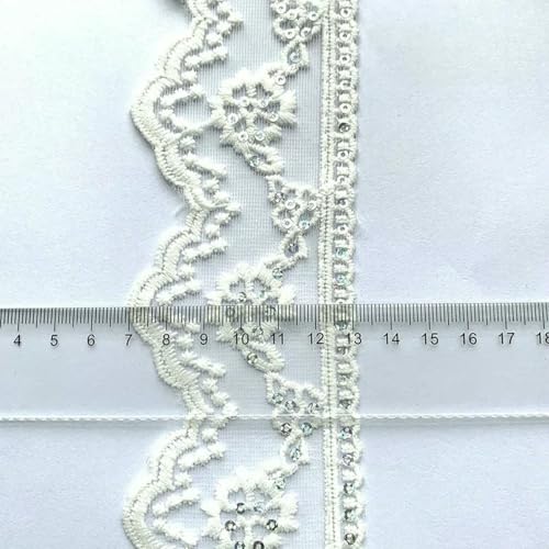 m/6,56 Fuß pro Packung, große, breite Organza-Spitzenbesätze, Blumenstickerei, Stoff, Pailletten, Nähvorhang, Zubehör, DIY-Basteldekorationen, weiß, 2 Meter m/6,56 Fuß pro Packung, große, breite Organza-Spitzenbesätze, Blumenstickerei, Stoff, Pailletten, Nähvorhang, Zubehör, DIY-Basteldekorationen, weiß, 2 Meter von ZFISH