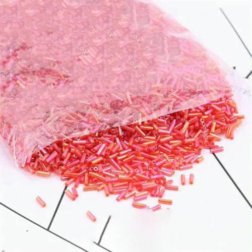 x 6 mm österreichische Kristallglasröhre, runde Rocailles-Perlen, lange Röhrenperle zum Nähen von Kleidungsstücken, Zubehör, Halsketten, DIY-Schmuckherstellung, AB-Rot, 2 x 6 mm, 30 g von ZFISH
