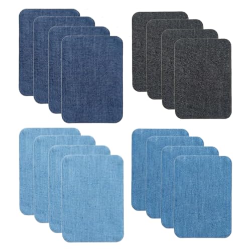 12 Stück Jeans-Patches zum Aufbügeln, verschiedene Blautöne, Jeans-Patches, Jeans-Patches zum Aufbügeln, Patches zum Aufbügeln, für Kleidung, Baumwolle, Reparatur, sehr widerstandsfähig. von ZFRITP