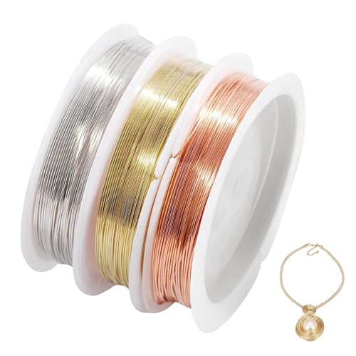 3 Rollen Schmuckdraht,Schmuck Draht,Schmuckdraht 0.5MM x 6.5M Basteldraht Dünn,Basteldraht Draht Zum Basteln Kupferdraht Perlendraht,Basteldraht Gold/Silber/Roségold, Kupferdraht draht für Armbänder. 3 Rollen Schmuckdraht,Schmuck Draht,Schmuckdraht 0.5MM x 6.5M Basteldraht Dünn,Basteldraht Draht Zum Basteln Kupferdraht Perlendraht,Basteldraht Gold/Silber/Roségold, Kupferdraht draht für Armbänder. von ZFRITP