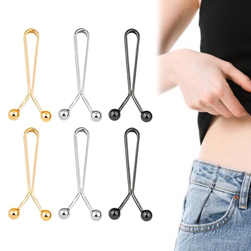 Hosen Taillenspanner, 6 Stück Hosenbund Enger Machen, Hose Enger Machen Clip, Knöpfe Ohne Nähen, Pearl Jean Knopfnadeln, Hosenknopf Zum Enger Machen Für Jeans Kein Nähen Jean Rock T Shirts von ZFRITP