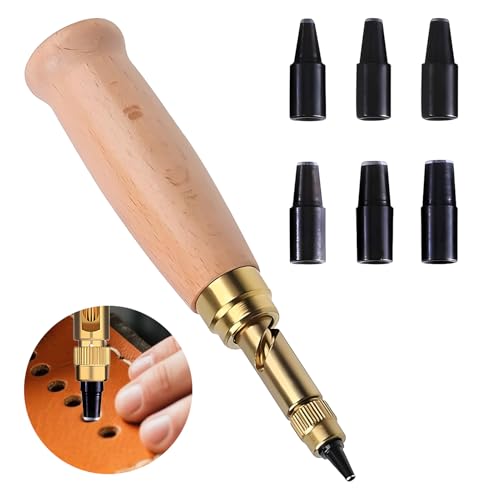 Leder Locher Automatische Lochstanzer,Lochstanzer Papier Mit 6 Pcs Loch Durchmesser 1-4mm Von Lochpfeifen Spitze,Zum Nähen,Leder,Basteln,Papier (1,5 mm, 2 mm, 2,5 mm, 3 mm, 3,5 mm, 4 mm) von ZFRITP
