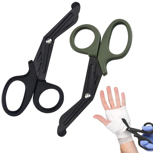 Medizinische Verbandschere, Medizinische Scheren, Rostfreier Stahl Verbandscheren 15cm Bent Stealth Black Für Krankenschwestern, Medizinstudenten, Notaufnahme(Schwarz Und Grün) von ZFRITP