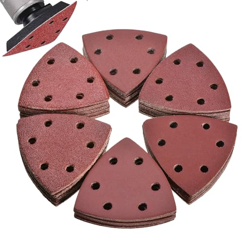 Schleifpapier Dreieckschleifer,60 Stück Deltaschleifer Schleifpapier,93 X 93 X 93 Mm Dreieckschleifer Schleifpapier Für Deltaschleifer (Körnung 40/80/120/180/240/320, 6 Löcher) von ZFRITP
