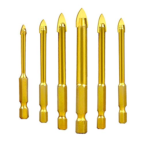 ZFYQ Bohrer für Glas, Keramik, Fliesen, Sechseckiger Schaft aus Titanbeschichtung, 3, 4, 5, 6, 8, 10 mm, 6 Stück ZFYQ Bohrer für Glas, Keramik, Fliesen, Sechseckiger Schaft aus Titanbeschichtung, 3, 4, 5, 6, 8, 10 mm, 6 Stück von ZFYQ