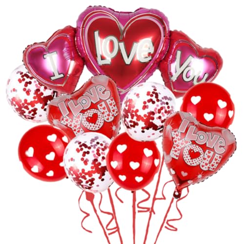 11 Stück Love Luftballon Rot, Valentines Love Ballon Set, Herzluftballons Hochzeit, Herz Luftballon, Herzform Folienluftballon Geeignet für Geburtstag Hochzeit Verlobung Valentinstag Deko von ZGCXRTO