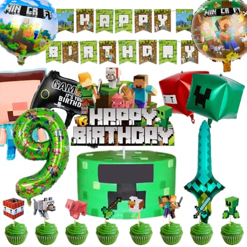 18 Stück Videospiel Geburtstagsdeko,Game Party Balloon,Gaming Aluminiumfolie Luftballon,Spiel Party Sets,Happy Birthday Banner,Game Torten Deko Kit Für 9 Jahre Junge Mädchen 18 Stück Videospiel Geburtstagsdeko,Game Party Balloon,Gaming Aluminiumfolie Luftballon,Spiel Party Sets,Happy Birthday Banner,Game Torten Deko Kit Für 9 Jahre Junge Mädchen von ZGCXRTO