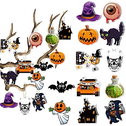 24 Stück Halloween Anhänger, Halloween Charms, Kürbis Geist anhänger, Halloween Pendant Anhänger für Kürbis Anhänger Geist Fledermaus DIY Handwerk von ZGCXRTO