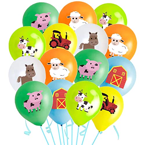 48 Stück Nutztiere Luftballons Party Geburtstag Deko,12Zoll Kuh Schaf Schwein,Traktor,Haus,Maultier Luftballons Latex Ballon für Kindergeburtstag Party Dekoration Partyzubehör von ZGCXRTO