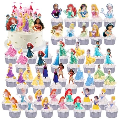51 Stück Prinzessinnen Cake Toppers, Prinzessinnen Geburtstagsdeko, Prinzessinnen Deko Geburtstag Cake Toppers, Prinzessinnen Theme Party Birthday Party Cake Decoration Supplies von ZGCXRTO