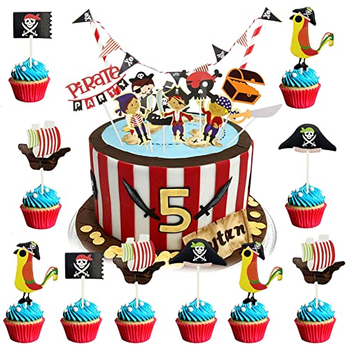 58 Piezas Tortendeko Pirat kuchen deko Geburtstag Junge Paquete Fiesta Piratas,Decoración De Pastel Pirata,Pirate Cake Toppers para Fiesta Temática Pirata von ZGCXRTO