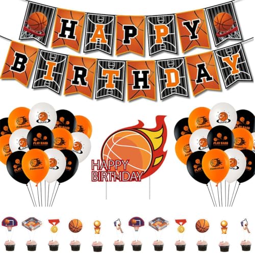Luftballons Basketball Party, Tortendeko, Basketball Geburtstag Banner, Basketball Party Dekoration für Kinder Jungen und Basketballfans Geburtstagsfeier（32 Pcs） von ZGCXRTO