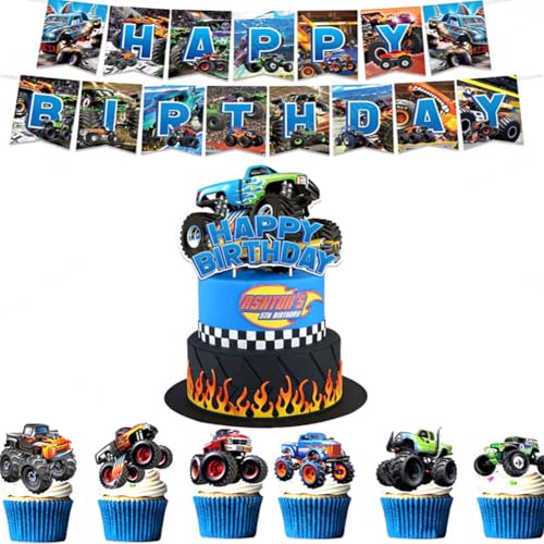 Monster Truck Kuchen Dekoration,40 Stück Monster Truck Cake Tops Set Auto Happy Birthday Tortendeko Banner Auto Cupcake Toppers Monster Trucks Thema Birthday Supplies Für Kinder Monster Truck Kuchen Dekoration,40 Stück Monster Truck Cake Tops Set Auto Happy Birthday Tortendeko Banner Auto Cupcake Toppers Monster Trucks Thema Birthday Supplies Für Kinder von ZGCXRTO