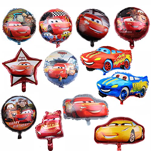 Racing Cars Foil Ballons Geburtstagsdeko, Red Cars Autos Party Ballons, Lightning Car Aluminum Ballons Rennwagen Cars Geburtstag Dekoration Set Geburtstagsdeko Zubehör von ZGCXRTO