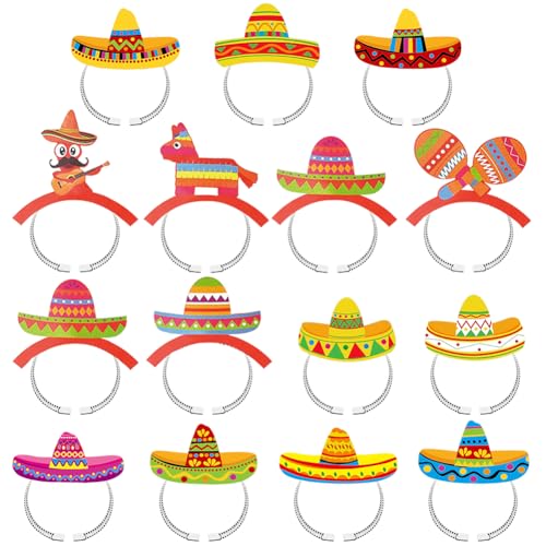 ZGCXRTO 15PCS Mexikanische Papierhaarbänder Cinco De Mayo Mexikanisches Karnevals Papierhaarbänder Mexikanische Fiesta Party Bunte Stirnband Für Damenhaar Kinder Männern von ZGCXRTO