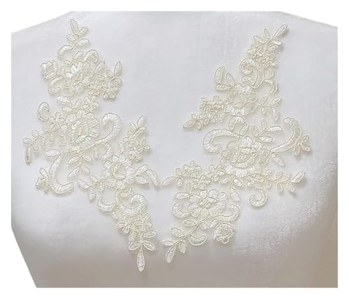 1 Pair Flower Sew On Lace Patches Embroidery Applique Repair for Wedding Dresses 25 * 12cm Für Kleidung(Color3) von ZGCrumphant
