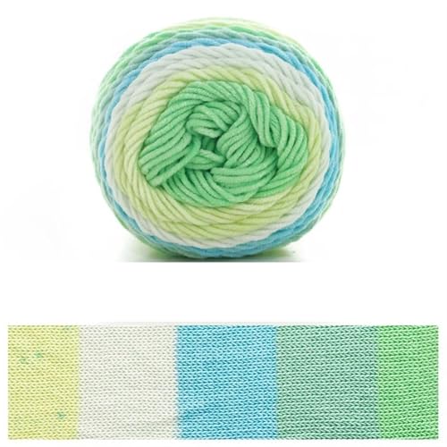 100 g Regenbogen-Baumwollgarn, Segmentfärbung, 5 Stränge Milchbaumwollgarn, DIY, handgestricktes Sofakissen-Kissengarn, 193 Meter für Anfänger(Color12) von ZGCrumphant