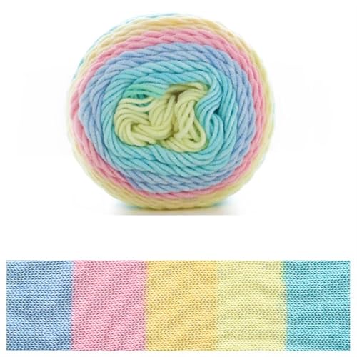 100 g Regenbogen-Baumwollgarn, Segmentfärbung, 5 Stränge Milchbaumwollgarn, DIY, handgestricktes Sofakissen-Kissengarn, 193 Meter für Anfänger(Color13) von ZGCrumphant