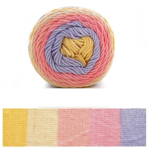 100 g Regenbogen-Baumwollgarn, Segmentfärbung, 5 Stränge Milchbaumwollgarn, DIY, handgestricktes Sofakissen-Kissengarn, 193 Meter für Anfänger(Color14) von ZGCrumphant