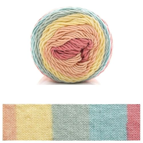 100 g Regenbogen-Baumwollgarn, Segmentfärbung, 5 Stränge Milchbaumwollgarn, DIY, handgestricktes Sofakissen-Kissengarn, 193 Meter für Anfänger(Color15) von ZGCrumphant
