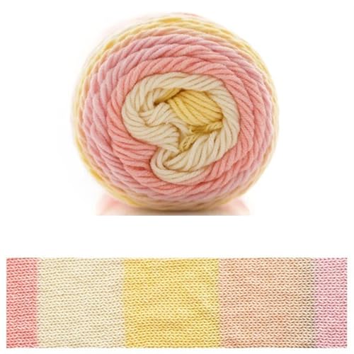 100 g Regenbogen-Baumwollgarn, Segmentfärbung, 5 Stränge Milchbaumwollgarn, DIY, handgestricktes Sofakissen-Kissengarn, 193 Meter für Anfänger(Color16) von ZGCrumphant