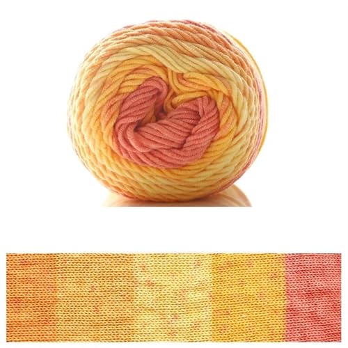 100 g Regenbogen-Baumwollgarn, Segmentfärbung, 5 Stränge Milchbaumwollgarn, DIY, handgestricktes Sofakissen-Kissengarn, 193 Meter für Anfänger(Color19) von ZGCrumphant