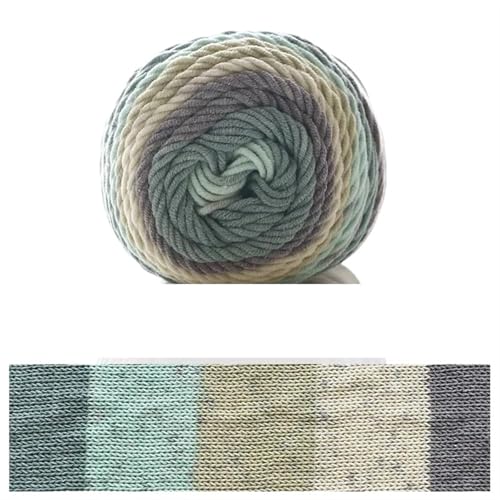 100 g Regenbogen-Baumwollgarn, Segmentfärbung, 5 Stränge Milchbaumwollgarn, DIY, handgestricktes Sofakissen-Kissengarn, 193 Meter für Anfänger(Color21) von ZGCrumphant