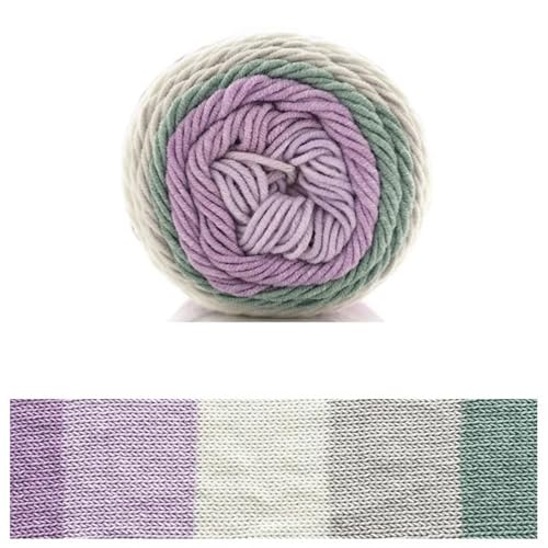 100 g Regenbogen-Baumwollgarn, Segmentfärbung, 5 Stränge Milchbaumwollgarn, DIY, handgestricktes Sofakissen-Kissengarn, 193 Meter für Anfänger(Color22) von ZGCrumphant