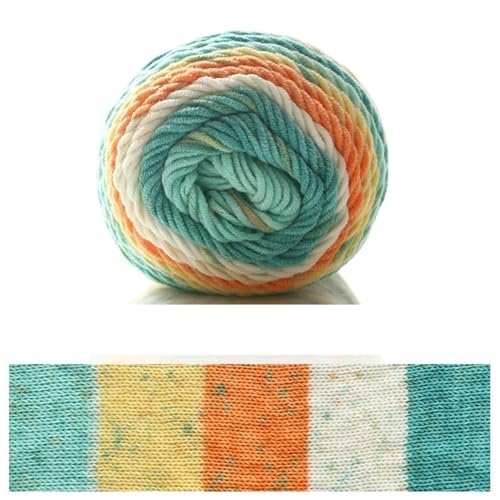 100 g Regenbogen-Baumwollgarn, Segmentfärbung, 5 Stränge Milchbaumwollgarn, DIY, handgestricktes Sofakissen-Kissengarn, 193 Meter für Anfänger(Color23) von ZGCrumphant