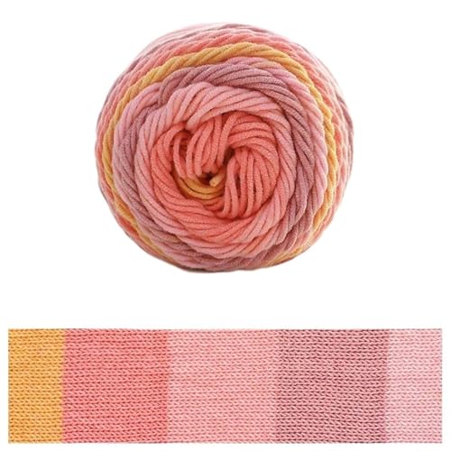 100 g Regenbogen-Baumwollgarn, Segmentfärbung, 5 Stränge Milchbaumwollgarn, DIY, handgestricktes Sofakissen-Kissengarn, 193 Meter für Anfänger(Color4) von ZGCrumphant