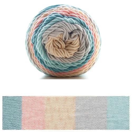100 g Regenbogen-Baumwollgarn, Segmentfärbung, 5 Stränge Milchbaumwollgarn, DIY, handgestricktes Sofakissen-Kissengarn, 193 Meter für Anfänger(Color9) von ZGCrumphant