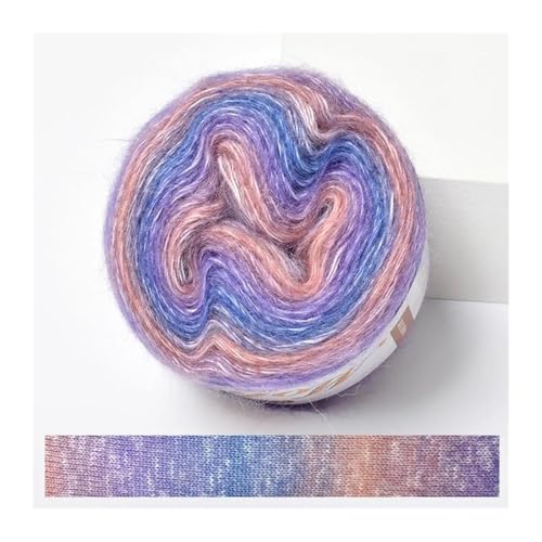 250 m Regenbogen-Farbverlaufsgarn, Baumwollmischgarn, DIY-Häkelrock, Spitzenlinie, handgewebtes weiches Garn für Anfänger(02) von ZGCrumphant