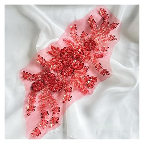 2Pcs 3D Flower Beaded Embroidery Patch Mesh Fabric Lace Applique Sew Wedding Dress Clothes Decoration Für Kleidung(Color6) von ZGCrumphant