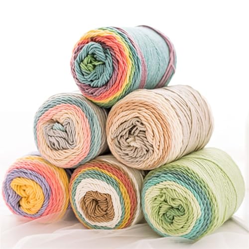3 Stück 100 g Regenbogengarn, 5-strängiges segmentgefärbtes Garn, DIY handgefertigtes Strickgarn for Pullover, Mützen, Schals, Sofakissen, Kuchengarn, 193,0 m für Anfänger(Color18) von ZGCrumphant
