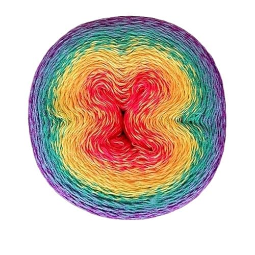 Baumwollmischung Garn 220g Farbverlauf Kuchen Thread DIY Handgewebte Schal Schal Regenbogen Rock für Anfänger(Color12) von ZGCrumphant