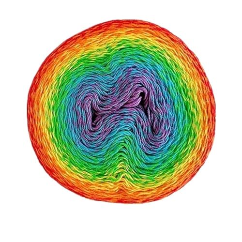 Baumwollmischung Garn 220g Farbverlauf Kuchen Thread DIY Handgewebte Schal Schal Regenbogen Rock für Anfänger(Color6) von ZGCrumphant