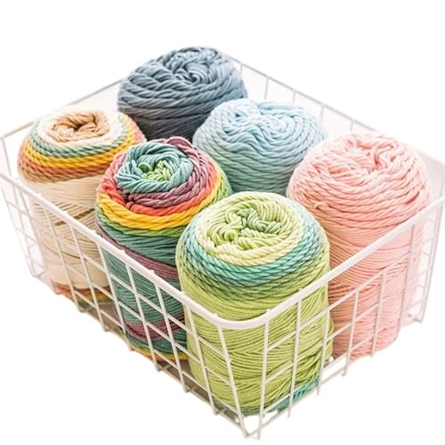Kuchengarn, Regenbogen-Baumwollgarn, Segmentfärbung, 5 Stränge Milchbaumwollgarn, DIY, handgestrickt für Anfänger(6pc Random Sale) von ZGCrumphant